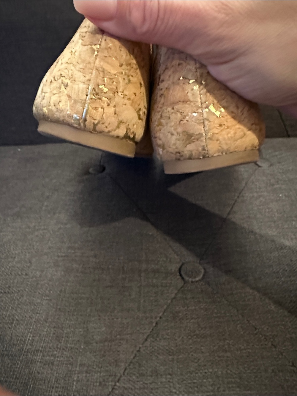 Tory Burch Cork Ballet Flats with Gold Logo - Picture 2 of 5